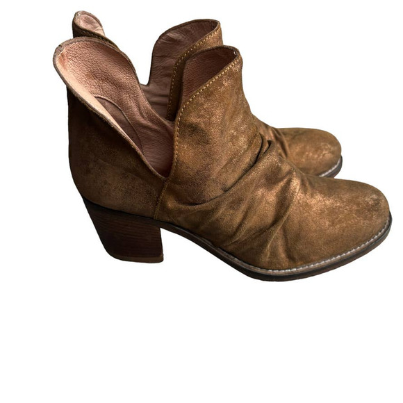 SUNDANCE SLOUCHY VINTAGE STYLE ANKLE BOOTS BOHO GOLD BRONZE WOMEN SIZE 7.5-8 - Picture 3 of 10